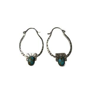 Silver Oval Earrings with Turquoise Stone